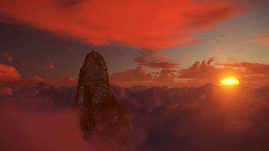 登山者美丽的日落无人机4k视频的预览图