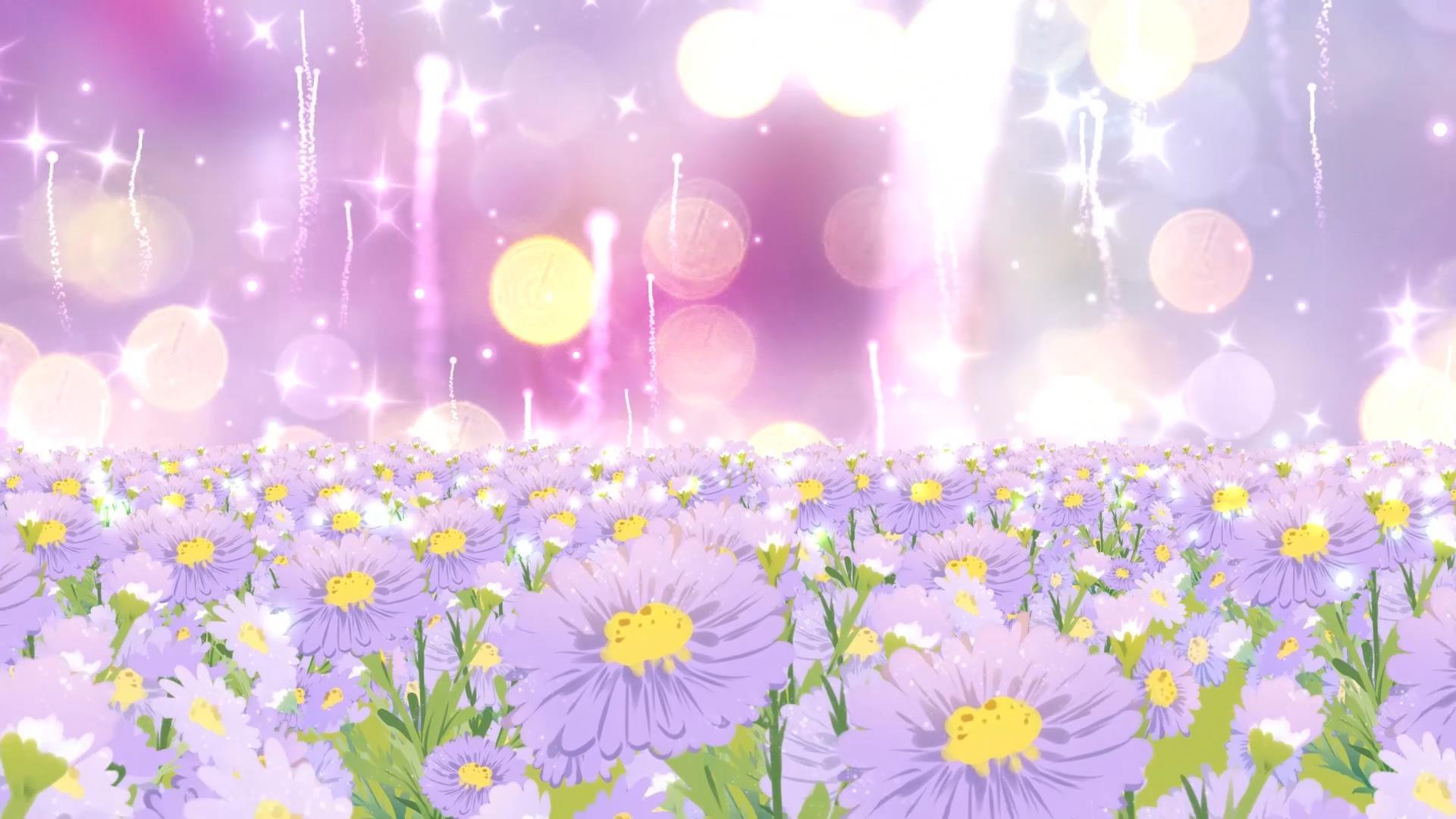 七夕唯美梦幻紫色花海动态粒子光效舞台背景视频的预览图