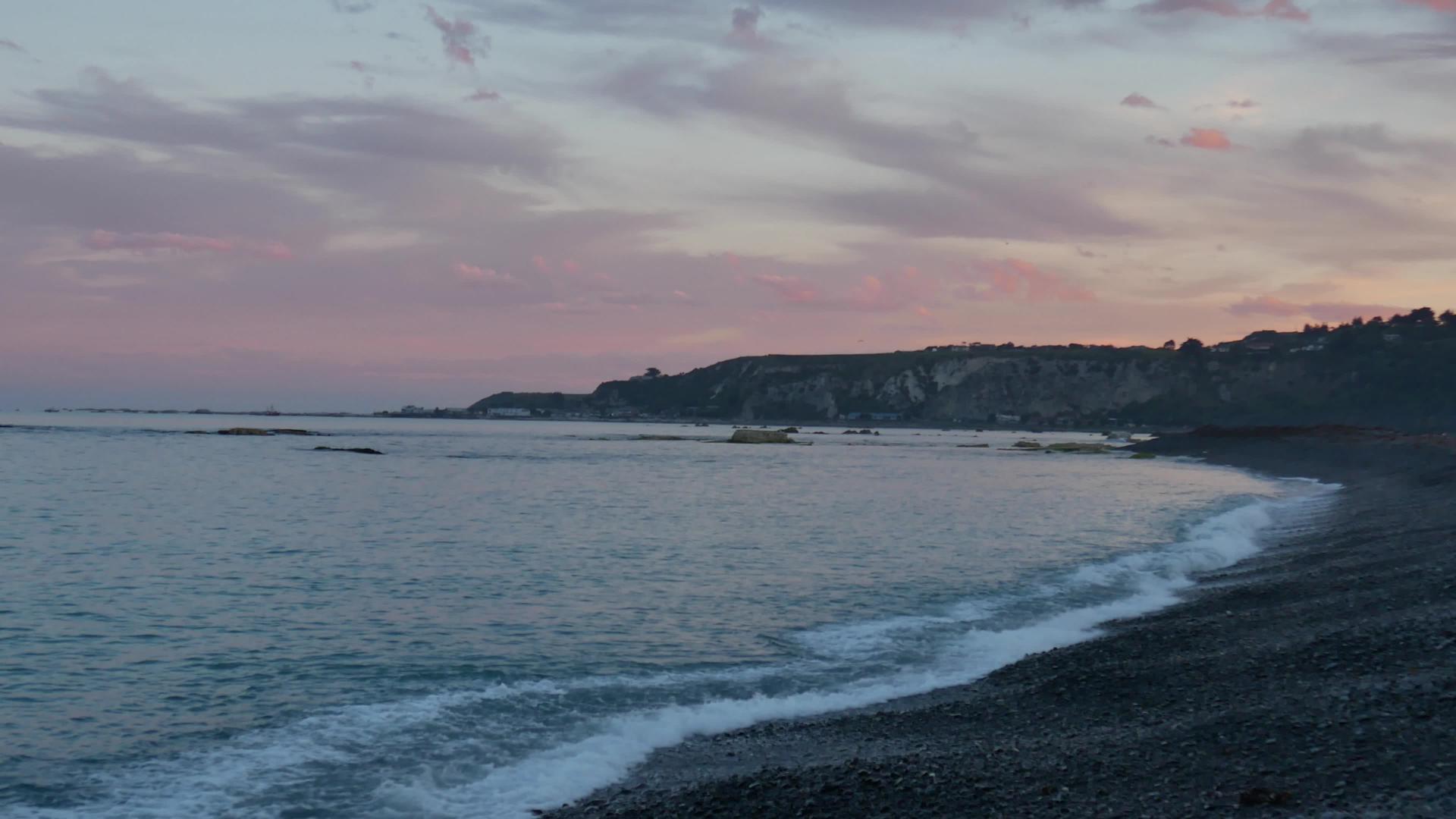 南岛Kaikoura海滩日落视频的预览图