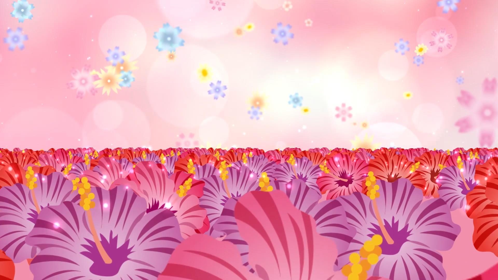 温馨唯美粉色花海动态粒子花朵算法视频素材视频的预览图