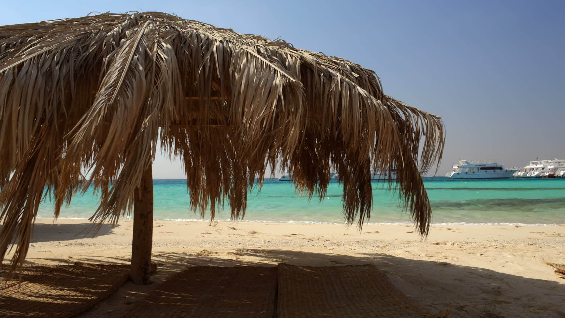 热带度假胜地沙滩雨伞视频的预览图