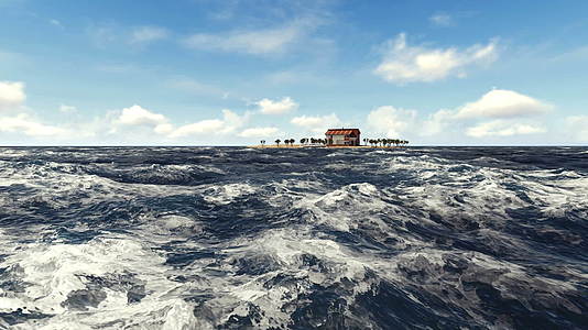 海中岛上美丽的小屋视频的预览图