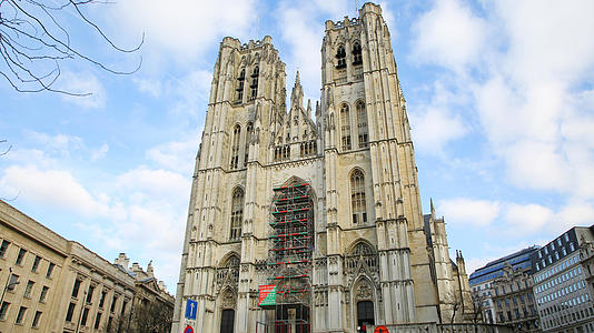 比利时布鲁塞尔圣米歇尔圣及古都勒大教堂视频的预览图