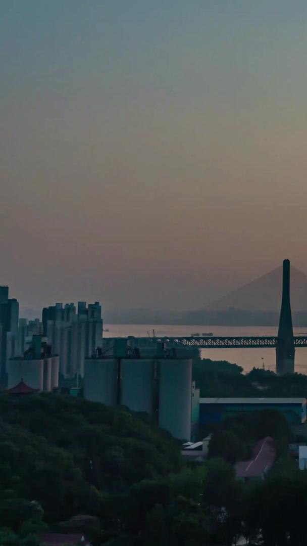 日落延迟的武汉天兴洲长江大桥视频视频的预览图