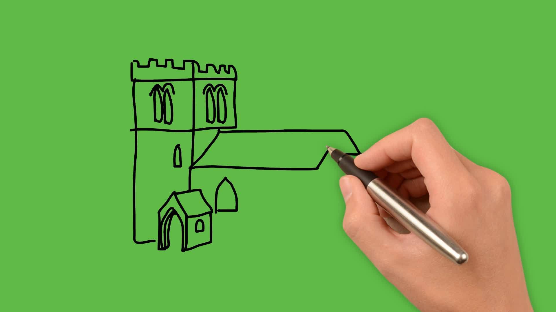 在绿色背景上画出色彩组合的大型家庭艺术视频的预览图