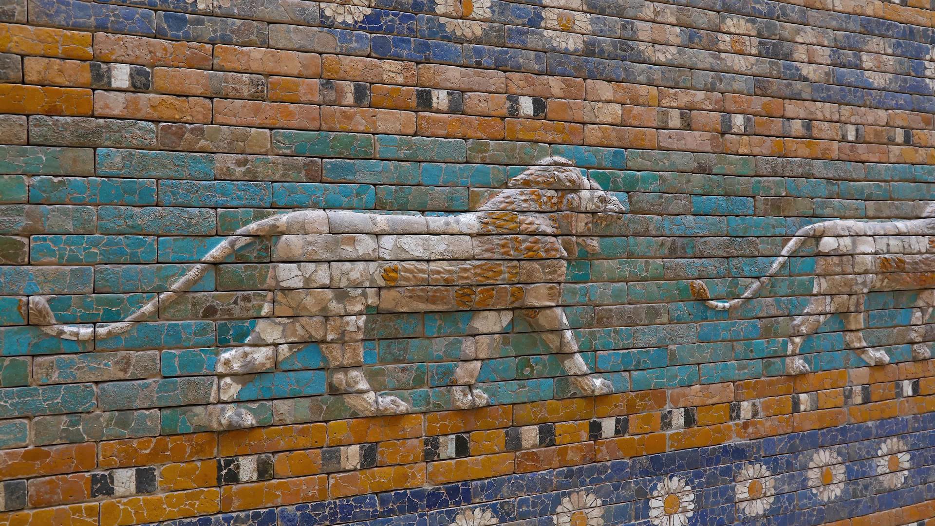 巴比伦伊什塔尔门釉面砖浅浮雕视频的预览图