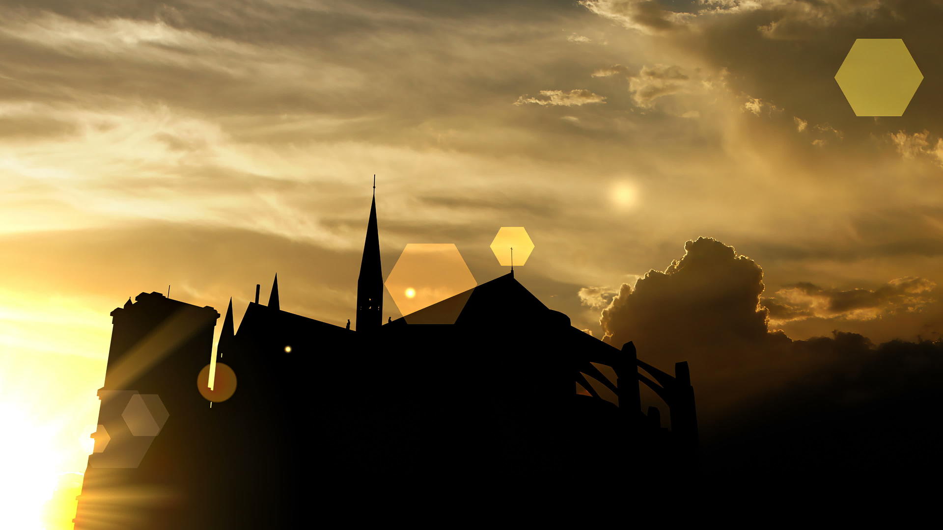 日落时的诺尔大教堂3D动画视频的预览图
