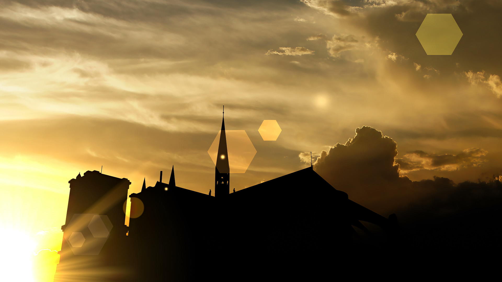 日落时的诺尔大教堂3D动画视频的预览图