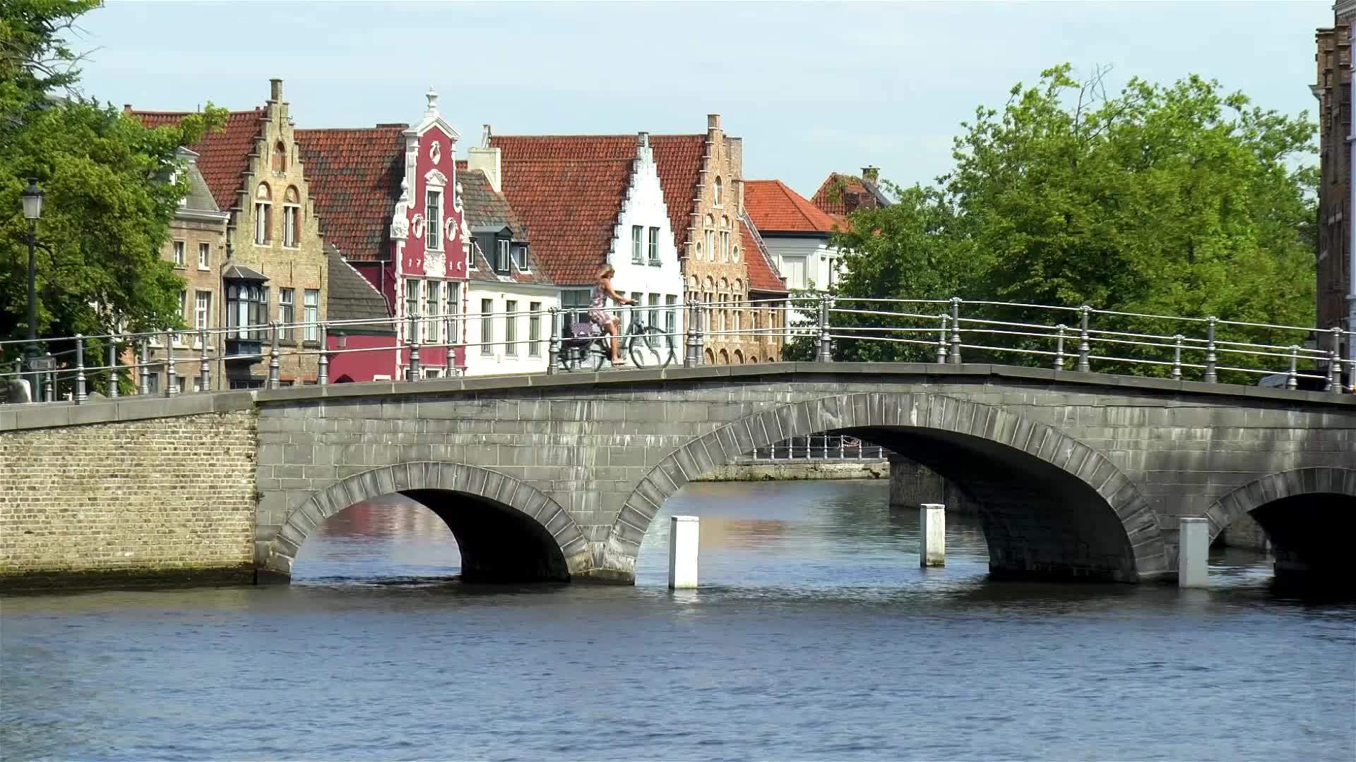 横跨运河的沟渠在布鲁日视频的预览图