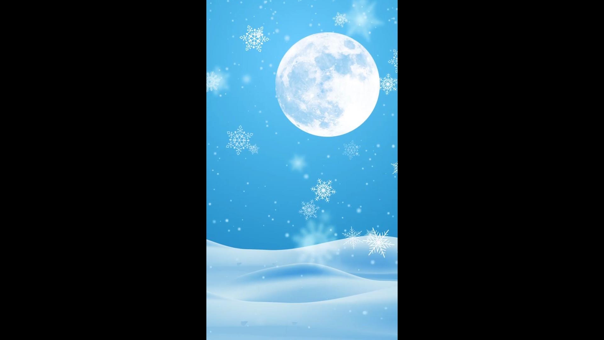 唯美卡通雪景雪花背景视频的预览图