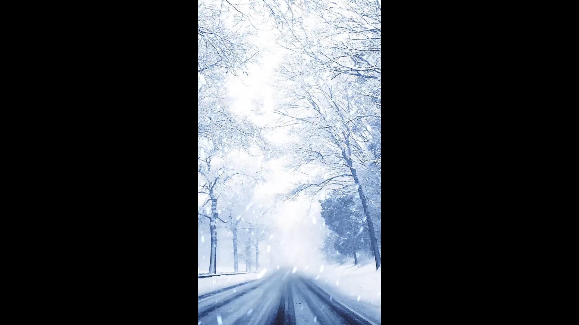 唯美冬日卡通雪景背景视频的预览图