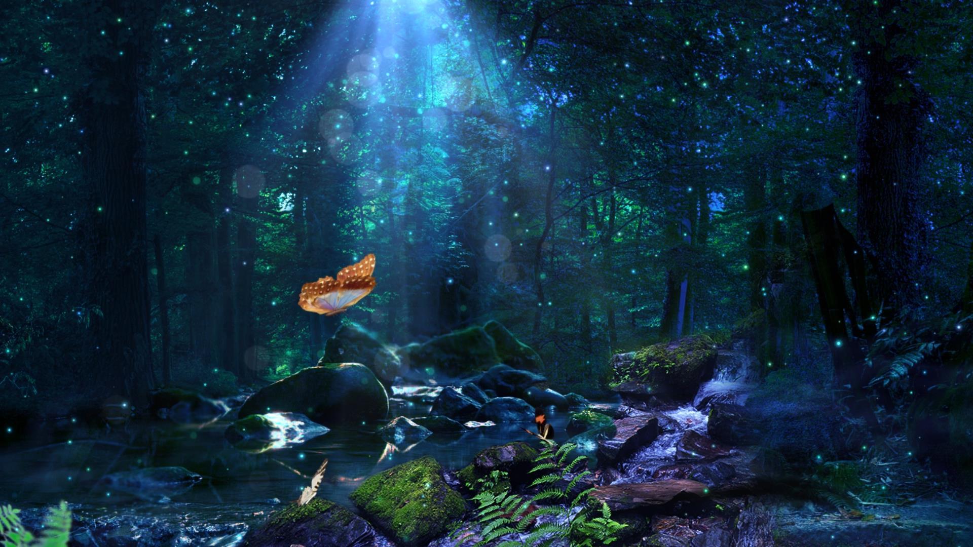 动态山涧丛林蝴蝶飞舞视频背景元素视频的预览图