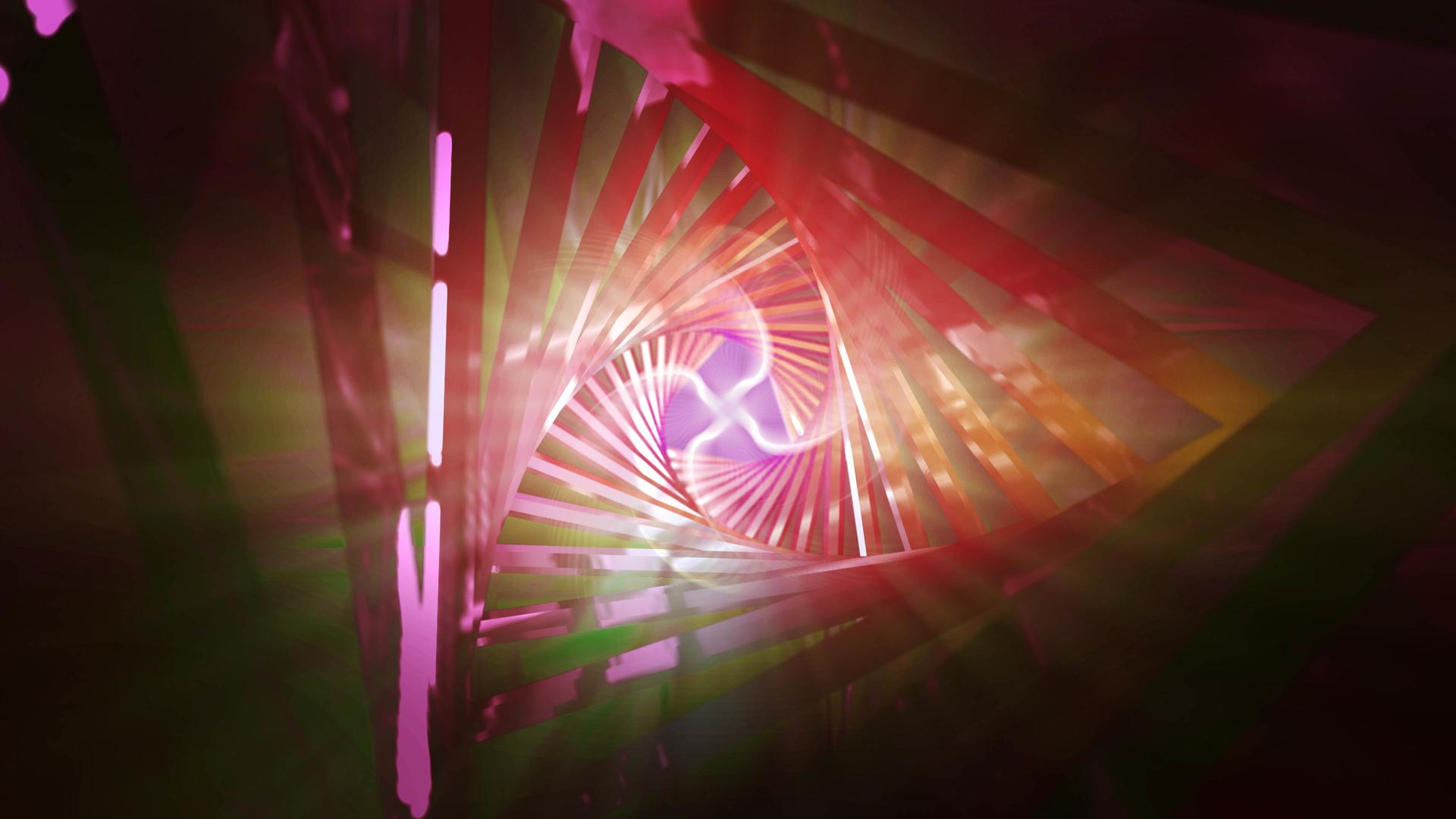 旋转霓虹灯三角隧道视频的预览图