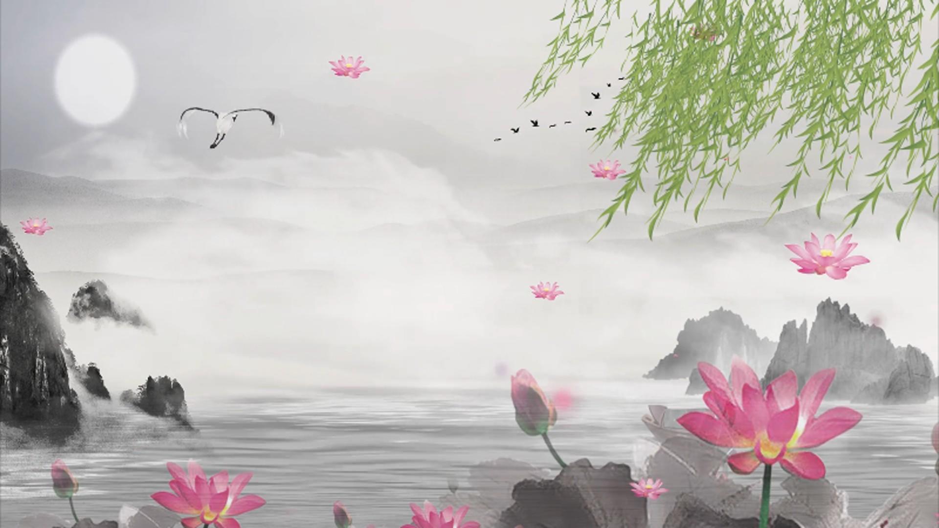 水墨中国风山水背景视频的预览图