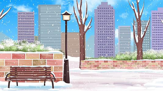 4K卡通城市雪景大寒背景视频视频的预览图