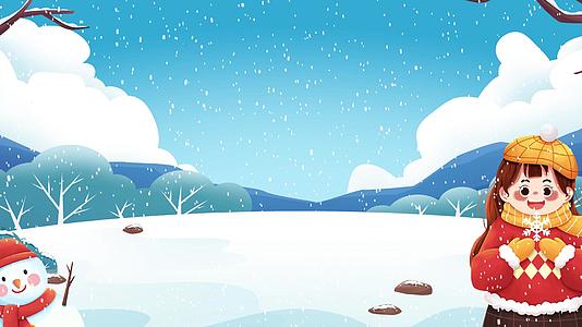 4K大寒冬季飘雪卡通背景视频视频的预览图