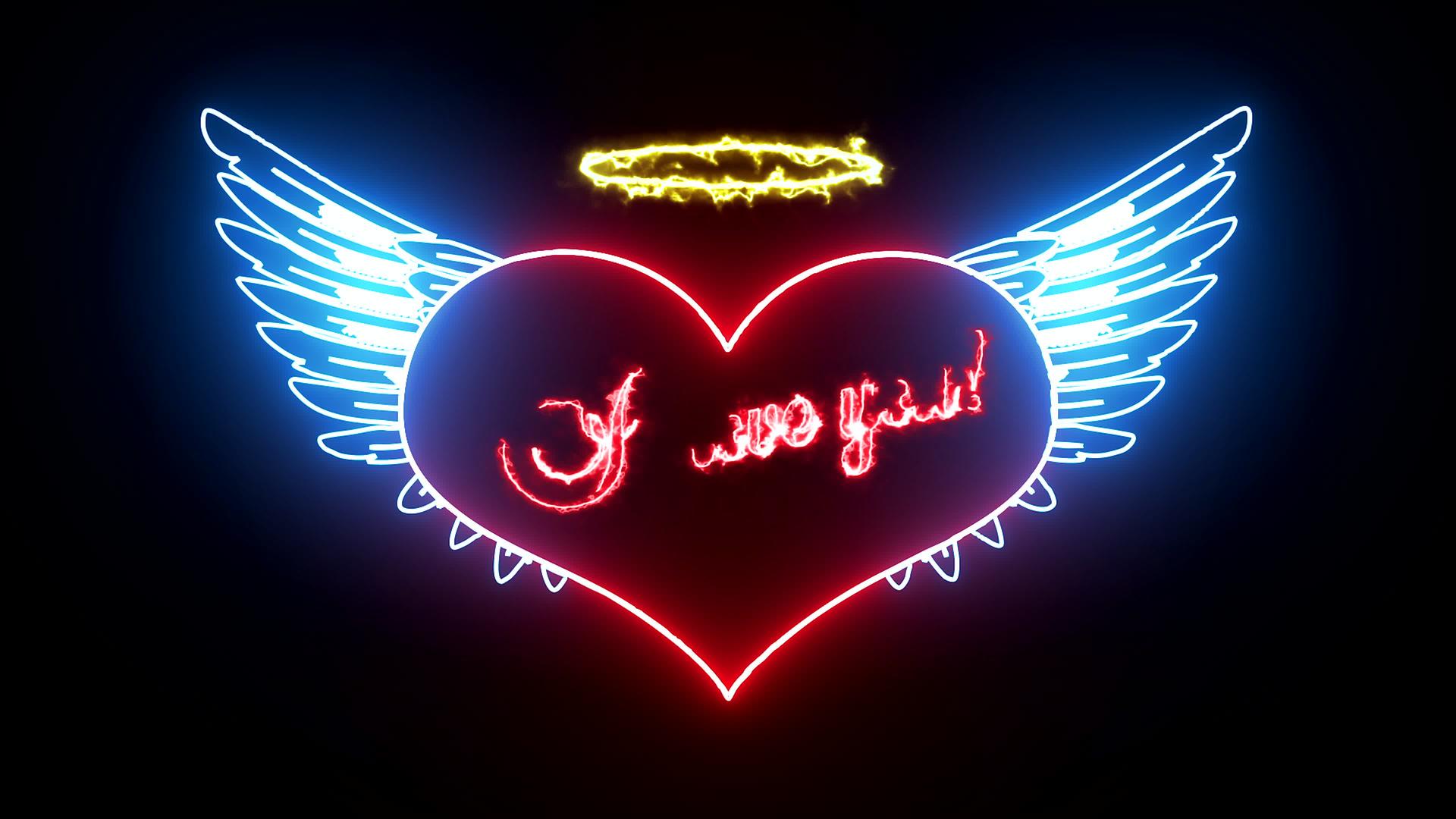 一个拥有天使翅膀和文字的情人卡我爱你视频的预览图