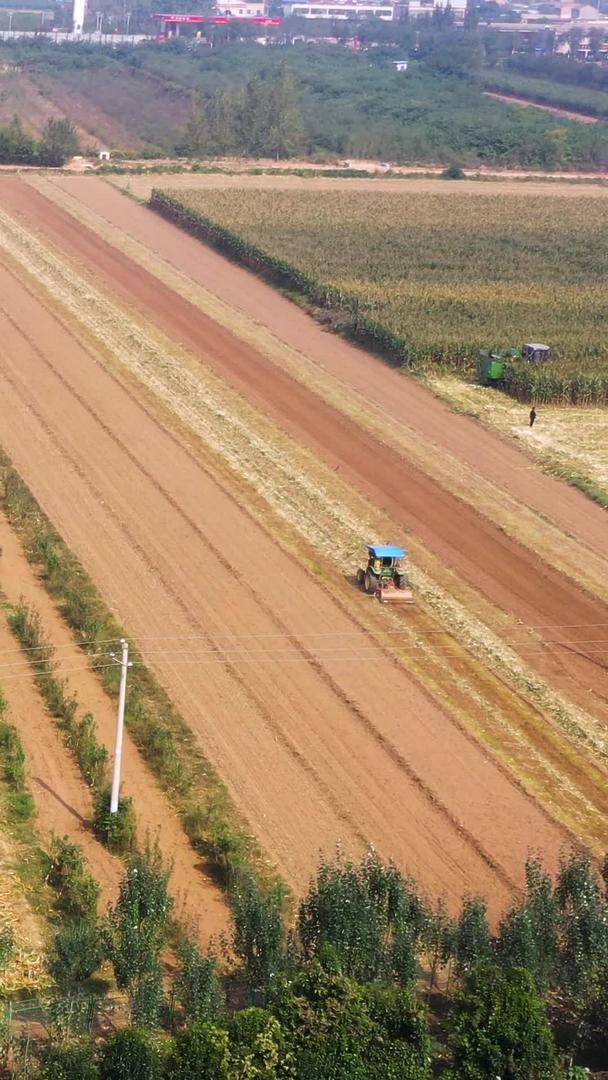 陕西省农业拖拉机耕地作业航拍素材视频的预览图