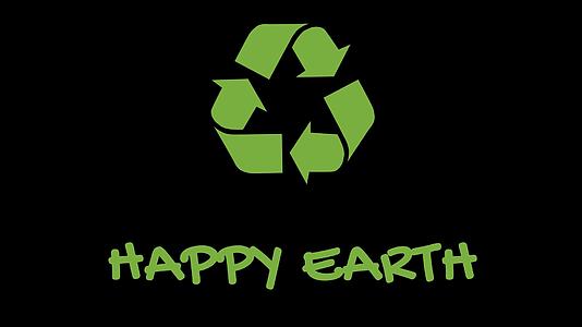 充满绿色口号的动态循环标志快乐地球视频的预览图