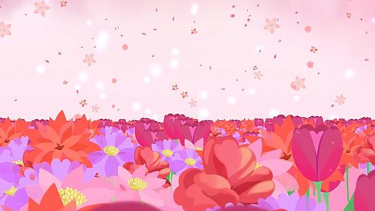 唯美花海动态大气粒子花朵上升背景视频素材视频的预览图