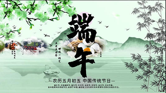 中国风水墨端午节节日宣传展示视频的预览图