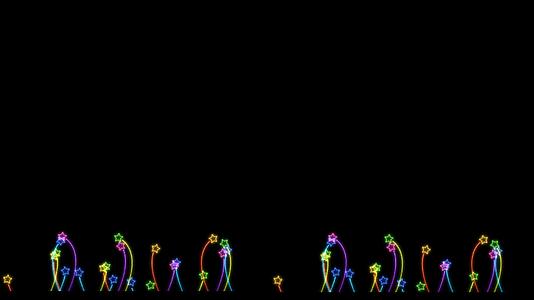 五颜六色的小花星在黑屏上跳舞视频的预览图