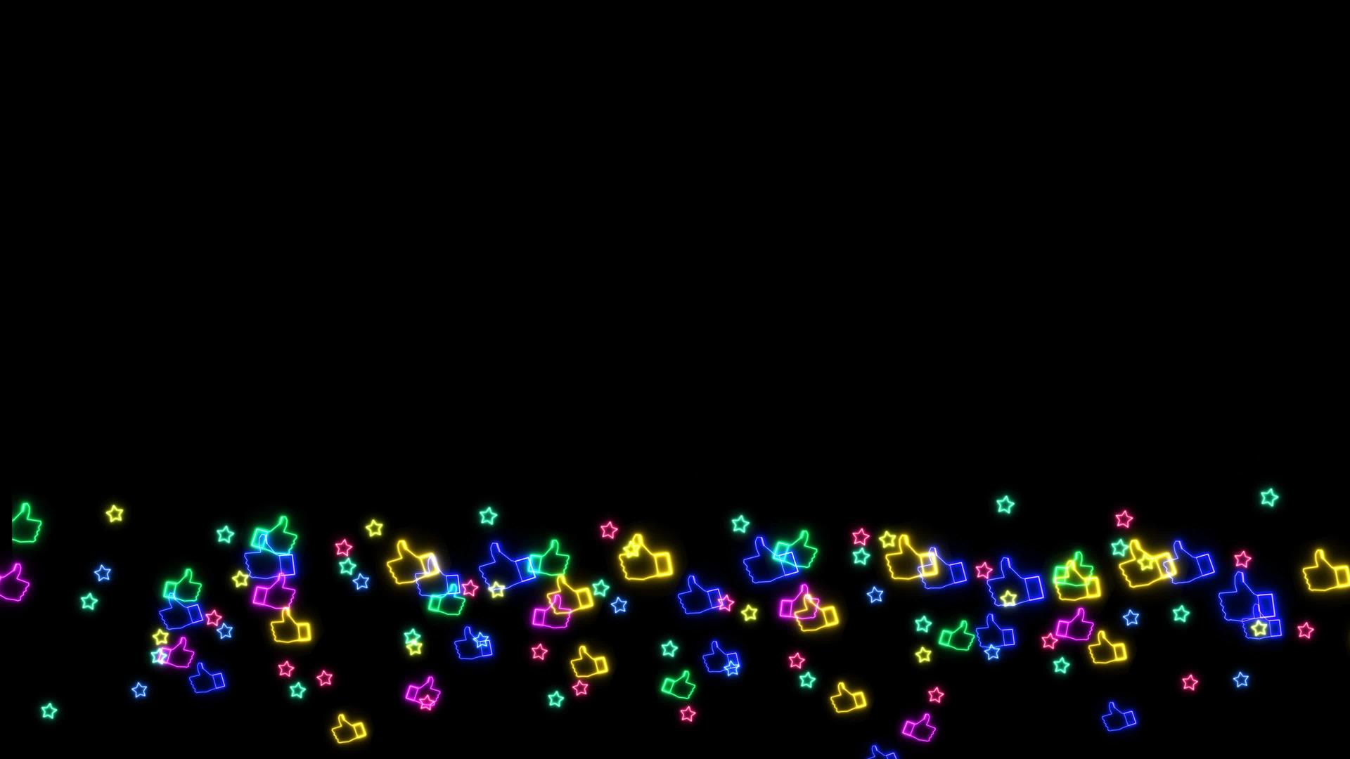 彩虹彩色点赞慢速飞行在黑屏上视频的预览图