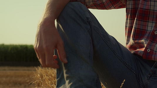 人腿稻草包在阳光特写镜头中视频的预览图