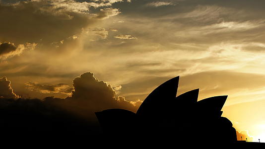 Sydney歌剧院日落3D动画视频的预览图