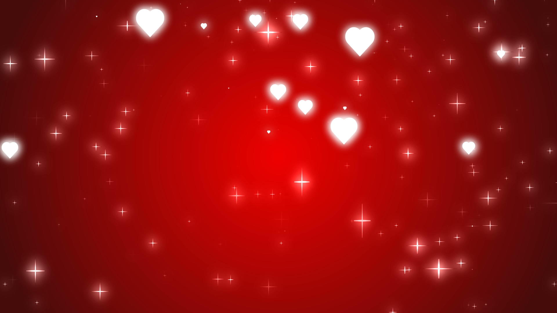情人节背景中闪闪发光的心和闪闪发光的闪光在红色背景上移动视频的预览图