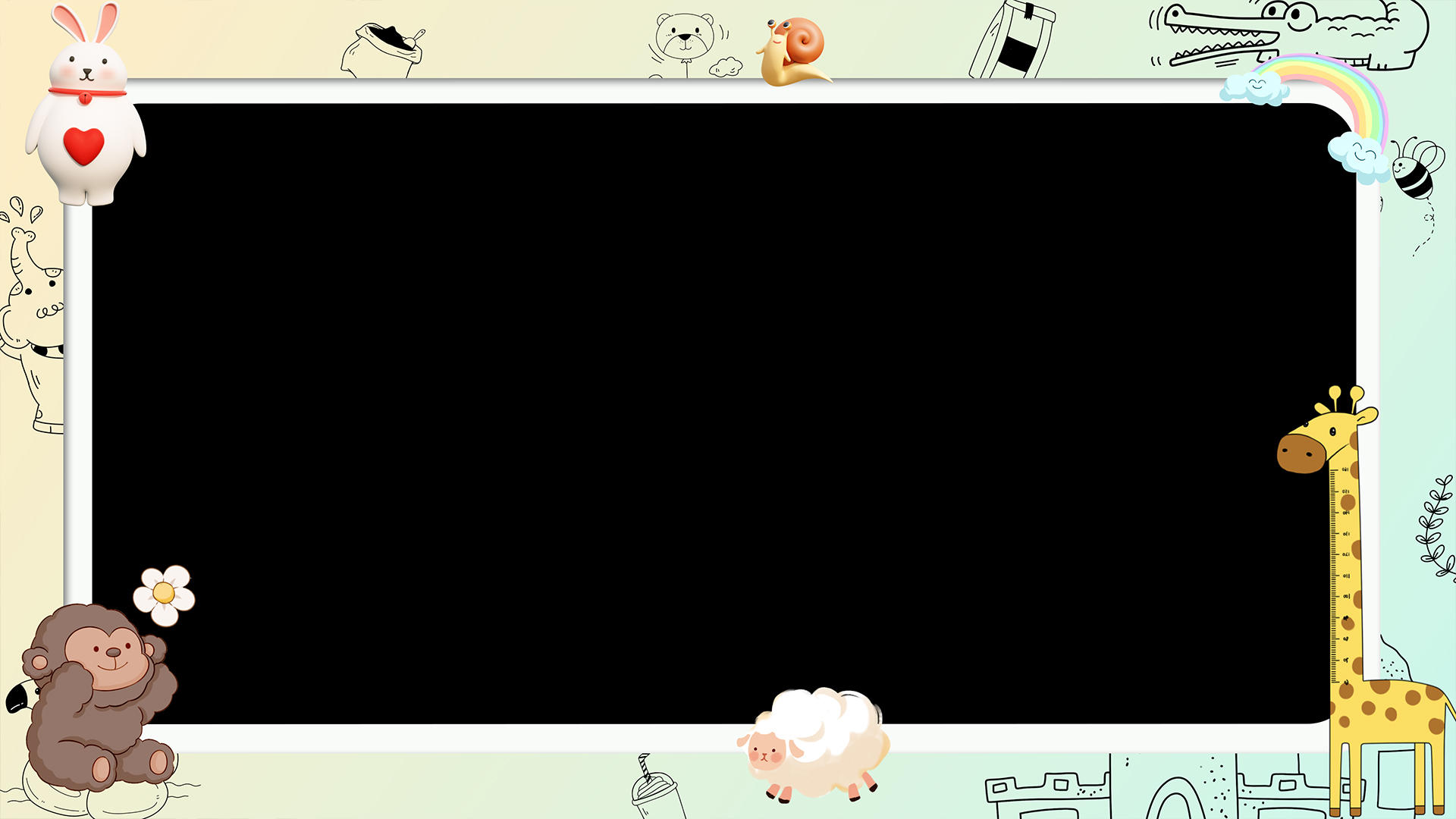 4k卡通小动物儿童节边框元素GIF动态图卡通边框视频的预览图