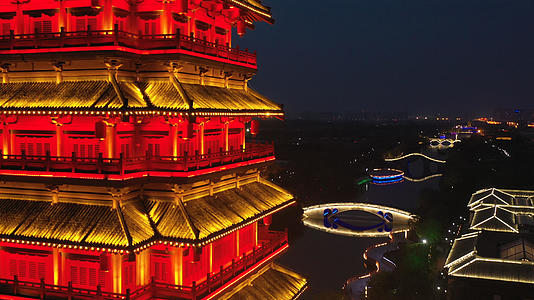 西安汉城湖夜景_4K航拍合集视频的预览图