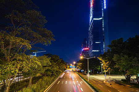 6K高清深圳夜景南山区深南大道汉东大厦腾讯大厦视频的预览图