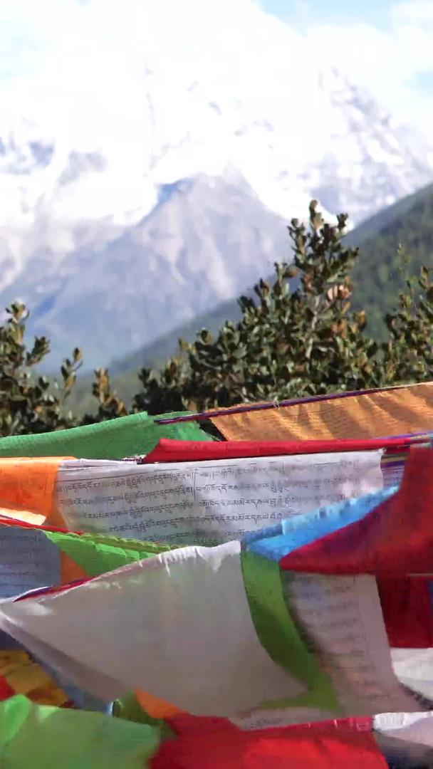藏文经幡在雪山下视频的预览图
