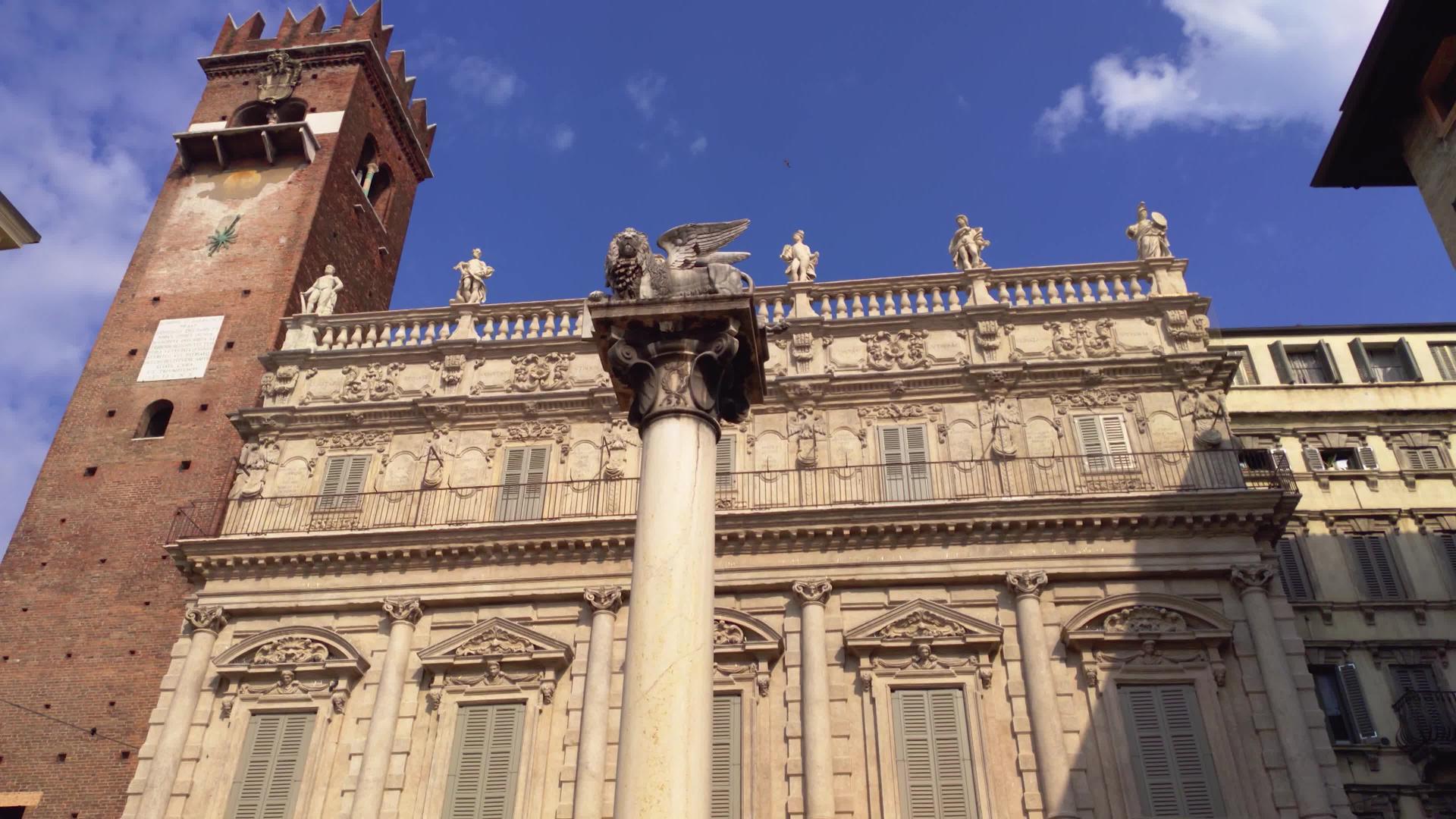 在维罗纳2号广场圣人标记狮子Piazzadelle视频的预览图