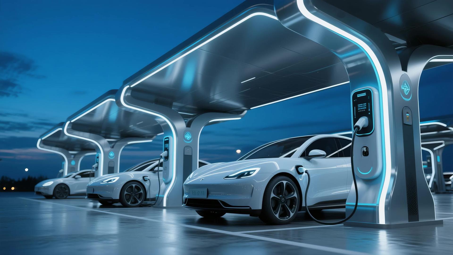 未来新能源汽车快速充电站4k视频的预览图