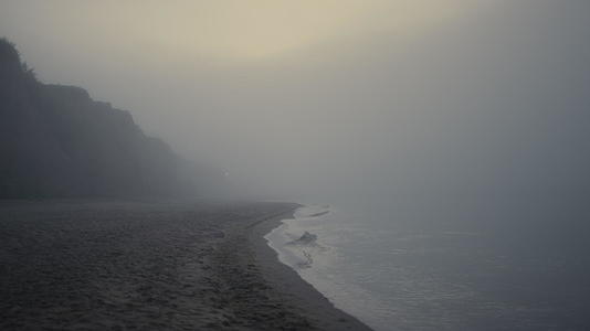 风景石滩在晨雾中视频的预览图
