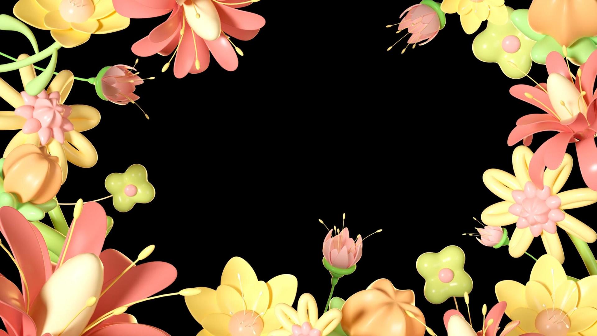 立体春季花卉边框动画c4d视频的预览图