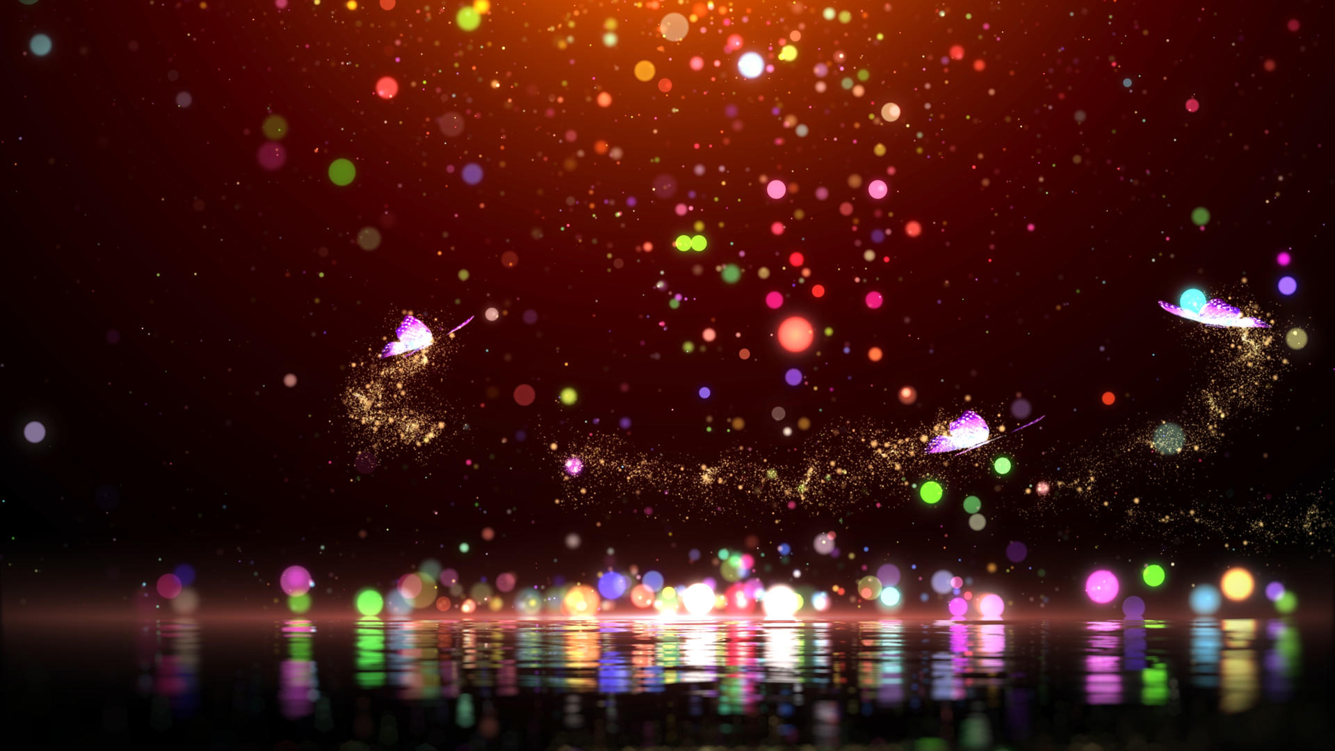 4K多彩粒子蝴蝶倒影背景视频的预览图