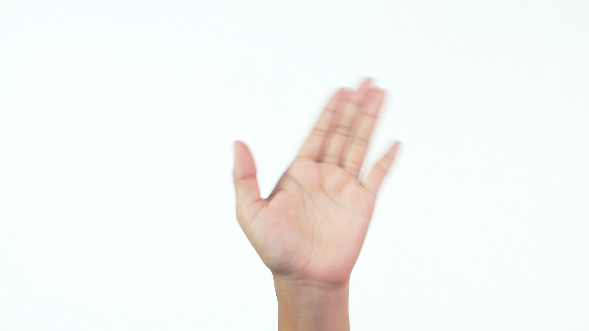 举起你的手挥手问候或告别在白色背景上做手势视频的预览图