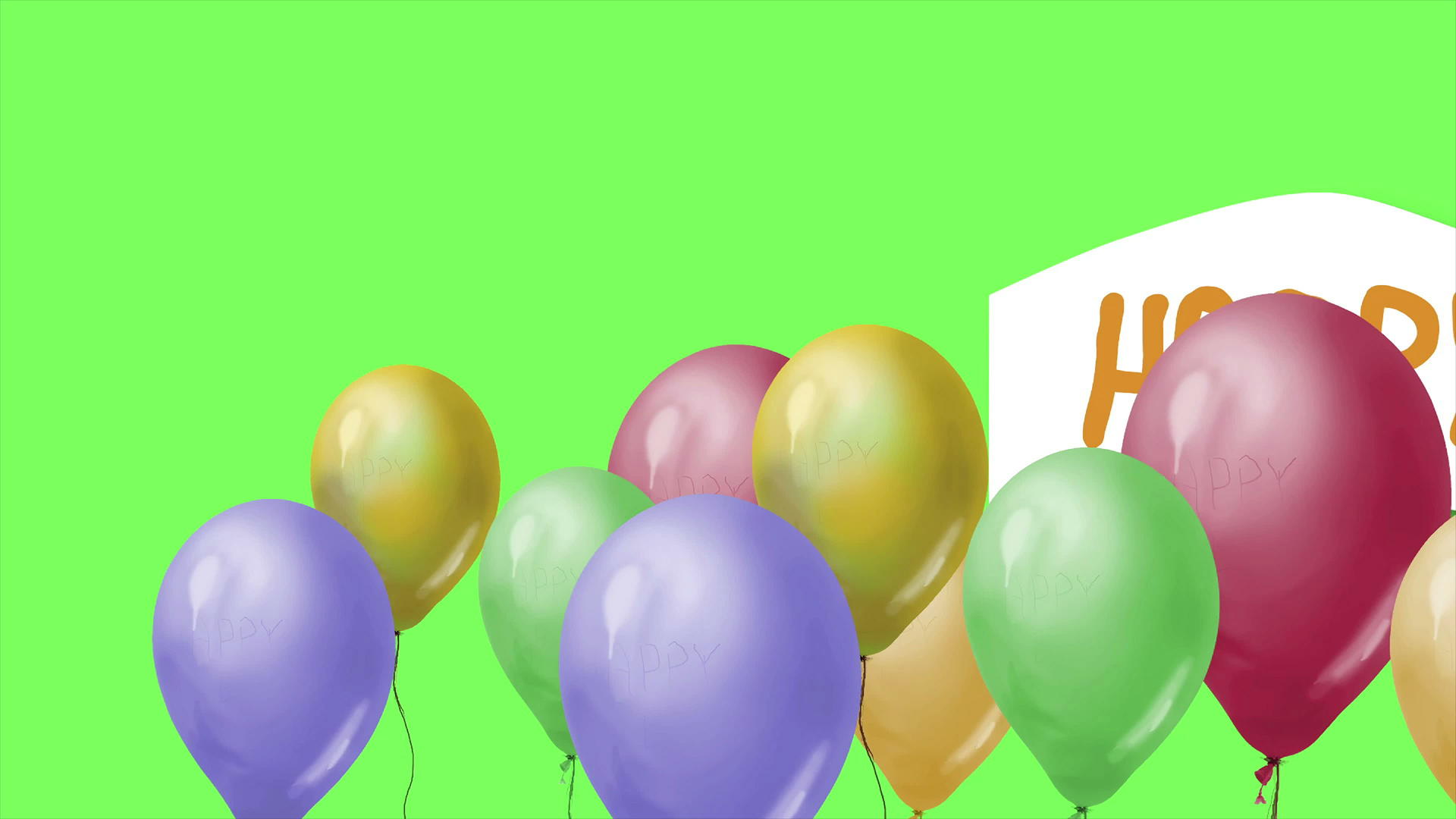 4k动画庆祝气球在绿屏上飞翔视频的预览图