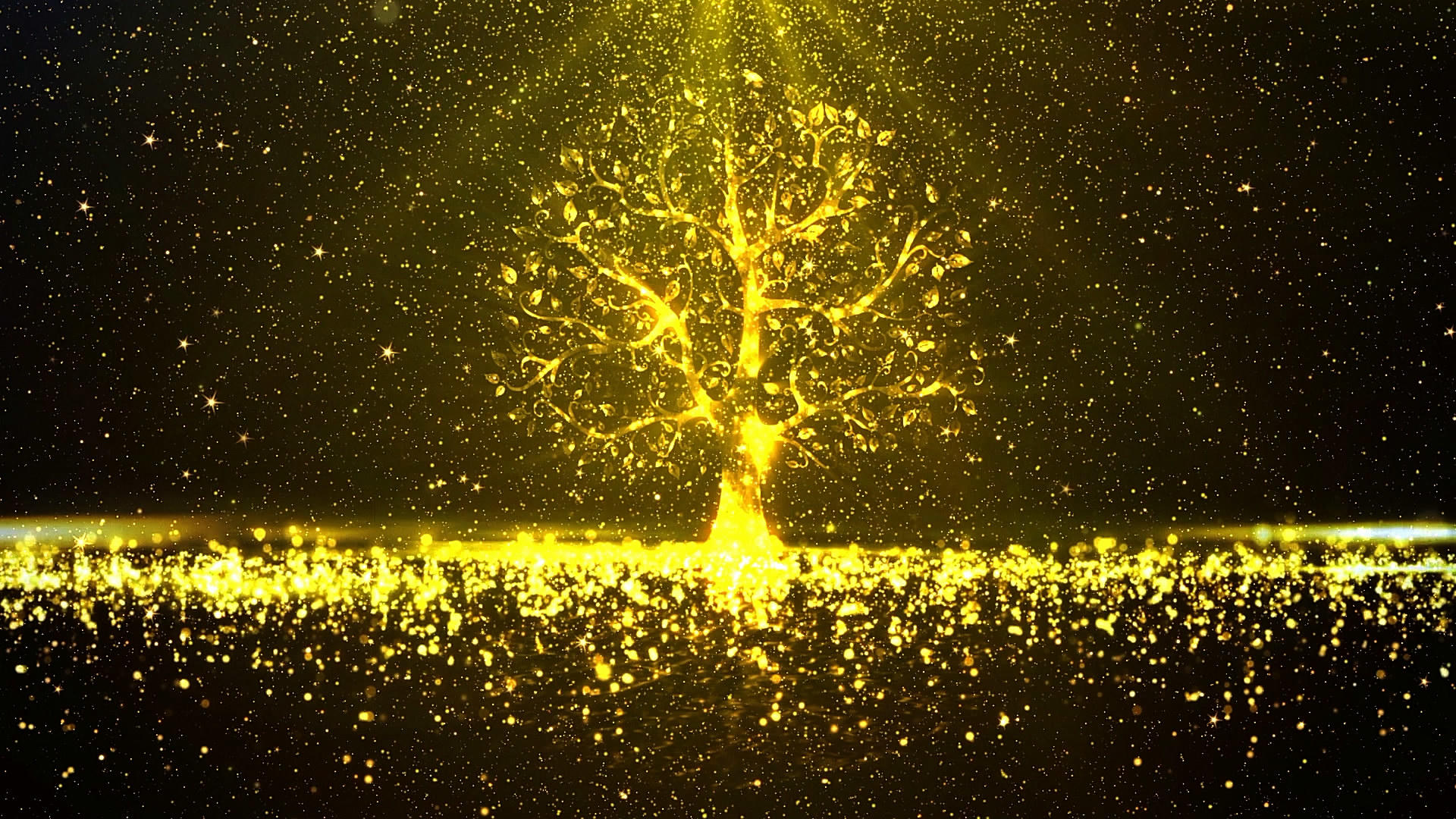 金色粒子树唯美年会朗诵背景视频视频的预览图