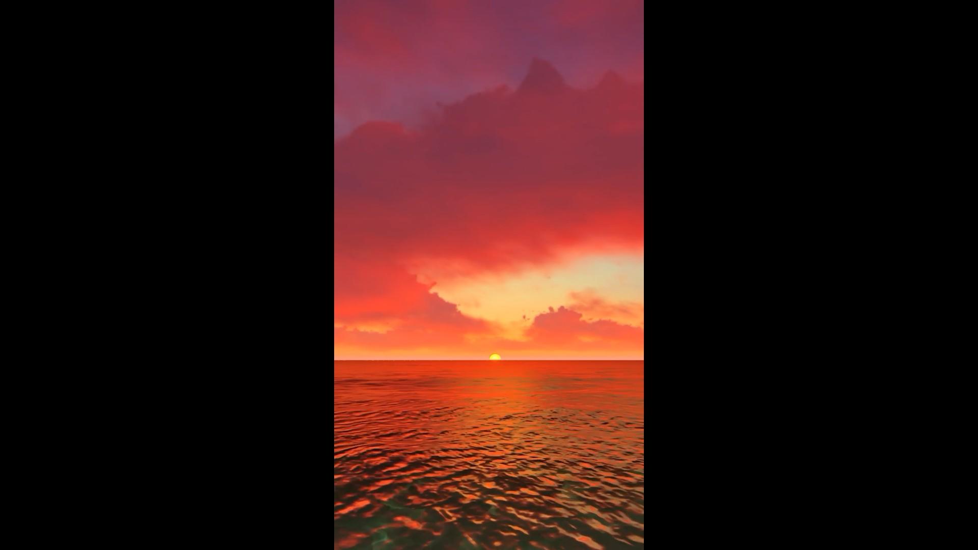 卡通夕阳落日黄河海平面唯美背景视频的预览图