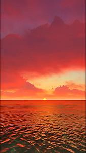 卡通夕阳落日黄河海平面唯美背景视频的预览图