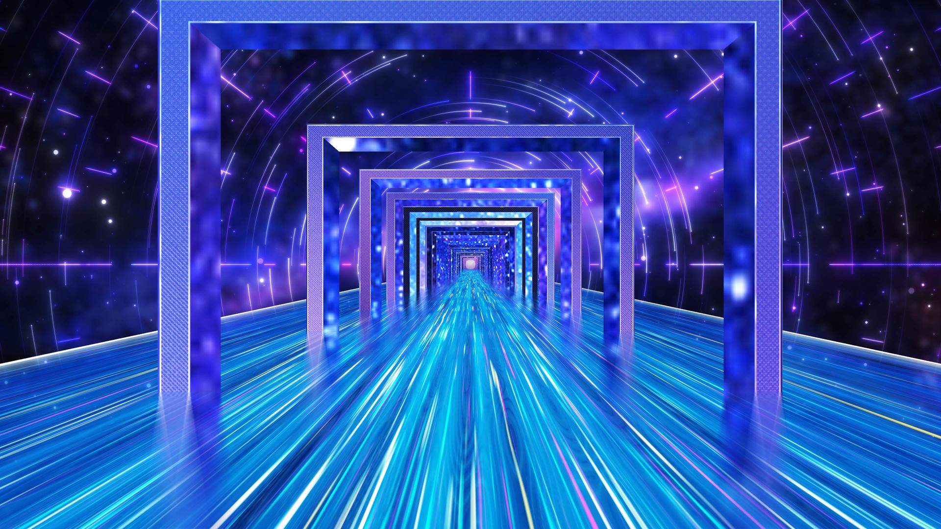 彩虹星空星轨道浪漫梦幻隧道穿梭视频的预览图