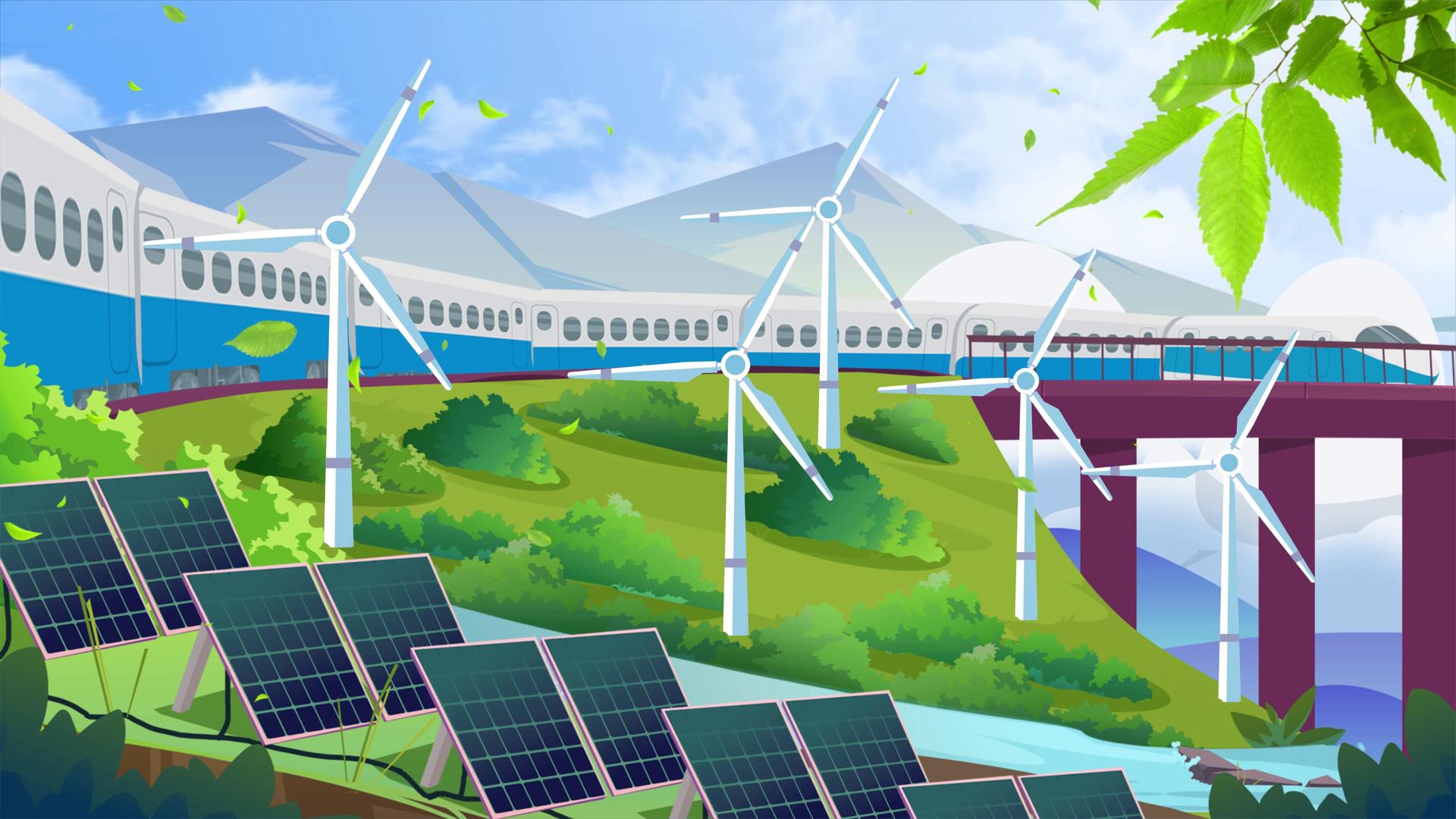 4K绿色环保风力发电背景视频视频的预览图