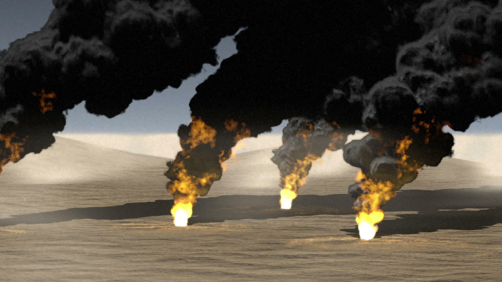 沙漠3D制作石油燃烧视频视频的预览图