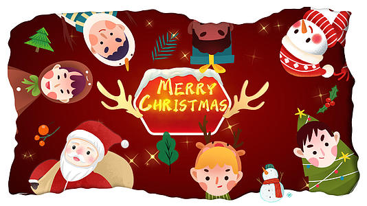 动漫卡通e3d红色圣诞节快乐AE模板视频的预览图
