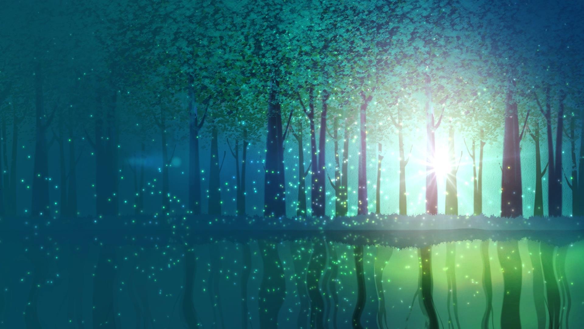 唯美丛林湖面倒影动态视频背景元素视频的预览图