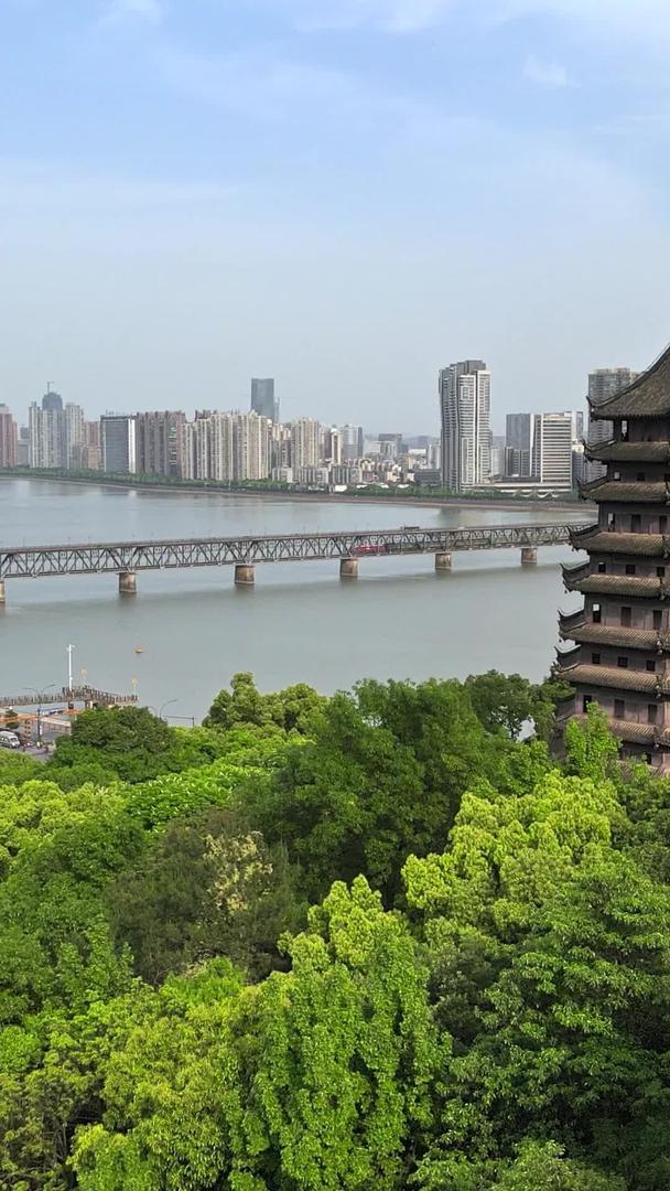 杭州非物质文化遗产六和塔名胜风景区钱江大桥钱塘江视频的预览图